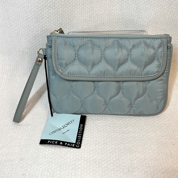 Cynthia Rowley‎ Pick & Pair Collection quilted dusty blue cosmetic bag wristlet - Picture 1 of 8